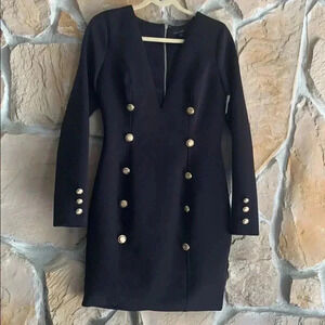 Miss Avenue Black and Gold Button front dress